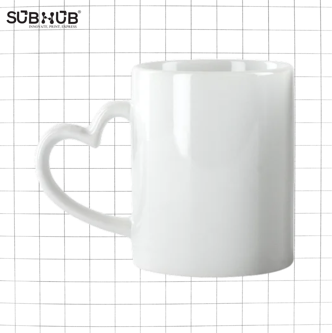 11 OZ Sublimation Heart Handle White Mug